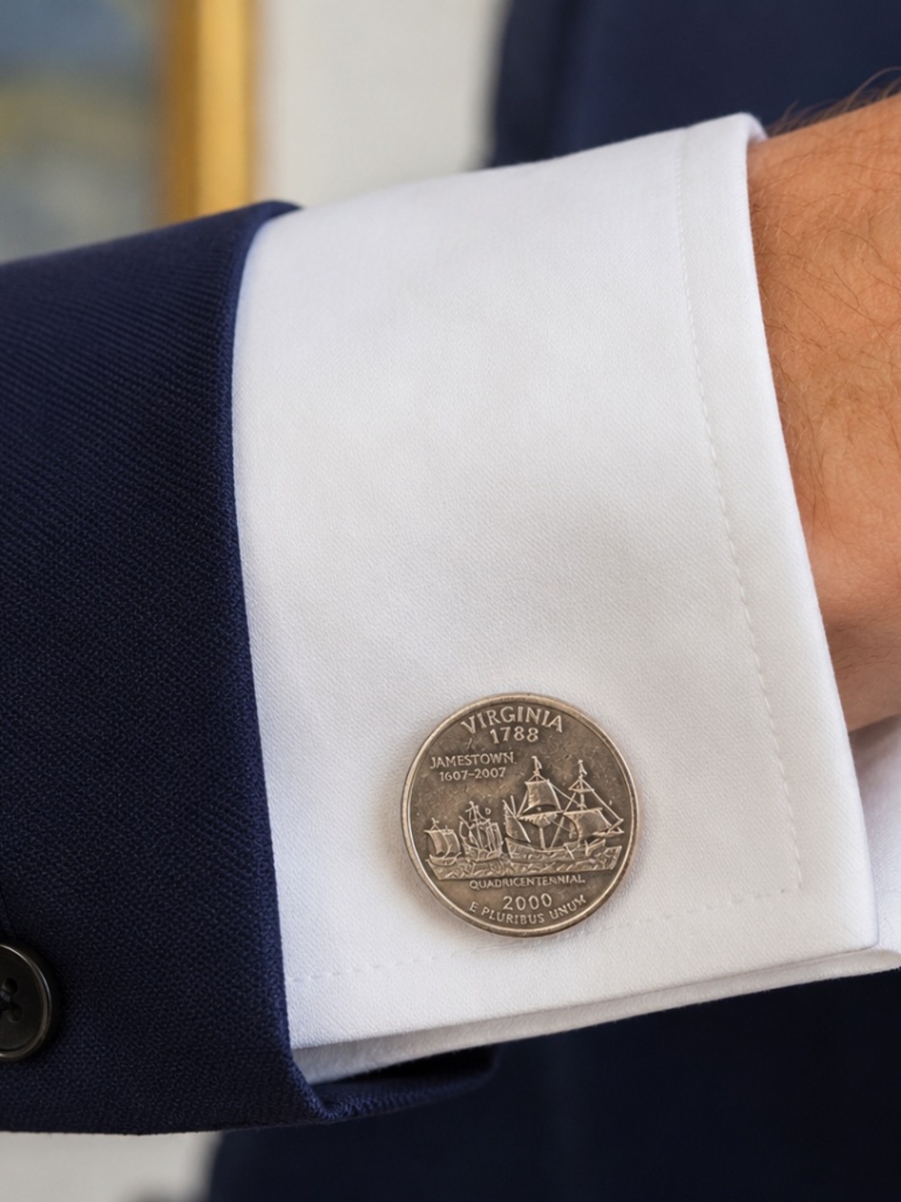 Virginia Jamestown Quadricentennial Quarter Cufflinks – Handmade Coin Jewelry